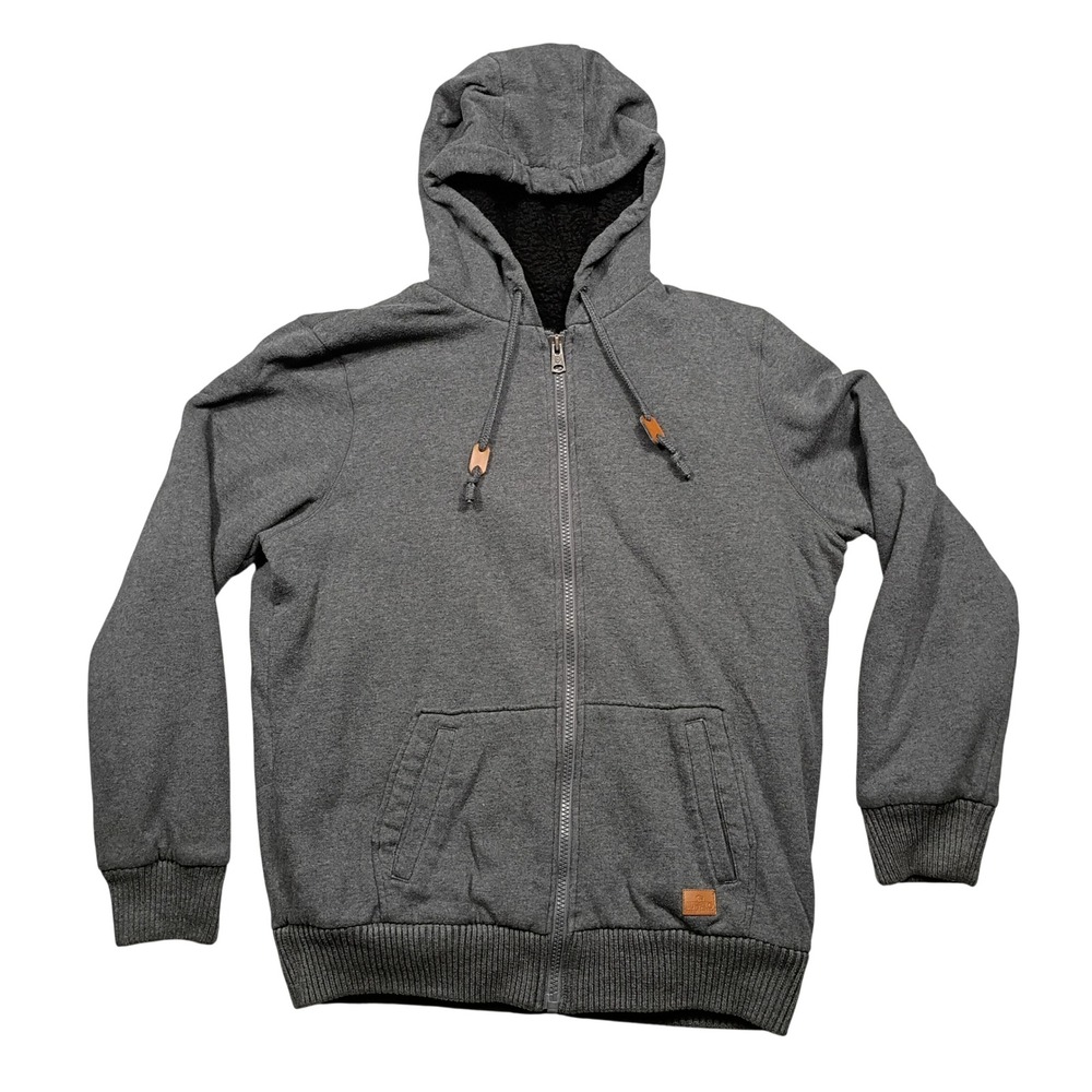 Buffalo David Bitton Hoodie Mens XL Sherpa Lined Full Zip Charcoal Grey 1051